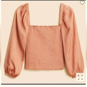 J.Crew Squareneck Smocked Featherweight Satin Cropped Top